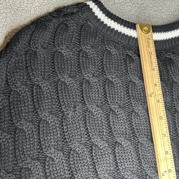 Thale Blanc The Power Of Words Sweater Womens Medium Black White Cable V Neck - Picture 9 of 10